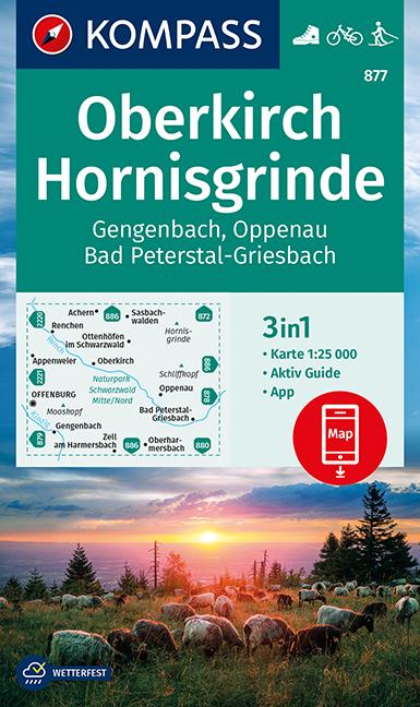 Carte de randonnée n° 877 - Oberkirch, Hornisgrinde (Allemagne) | Kompass carte pliée Kompass 