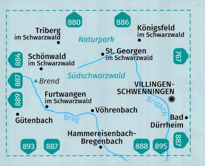 Carte de randonnée n° 885 - St.Georgen, Triberg, NP Südschwarzwald (Allemagne) | Kompass carte pliée Kompass 