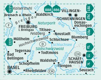 Carte de randonnée n° 887 - Forêt Noire Sud 2-set + Naturfüher (Allemagne) | Kompass carte pliée Kompass 