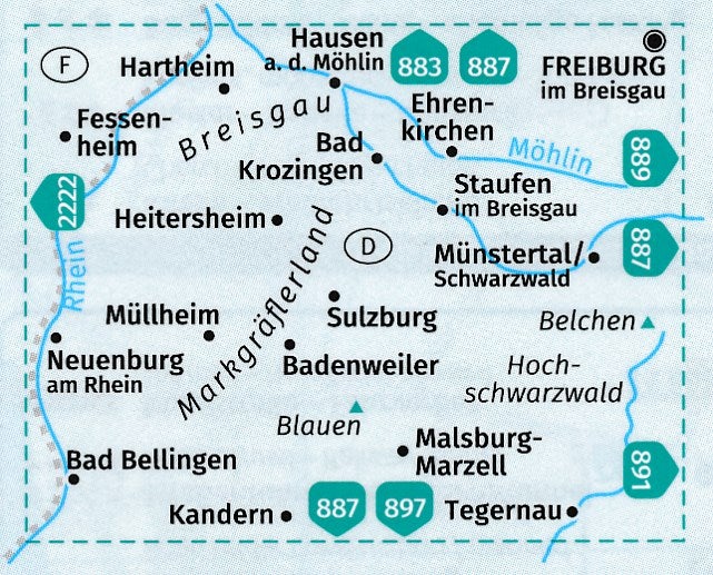 Carte de randonnée n° 890 - Münstertal, Nördliches Markgräflerland (Allemagne) | Kompass carte pliée Kompass 