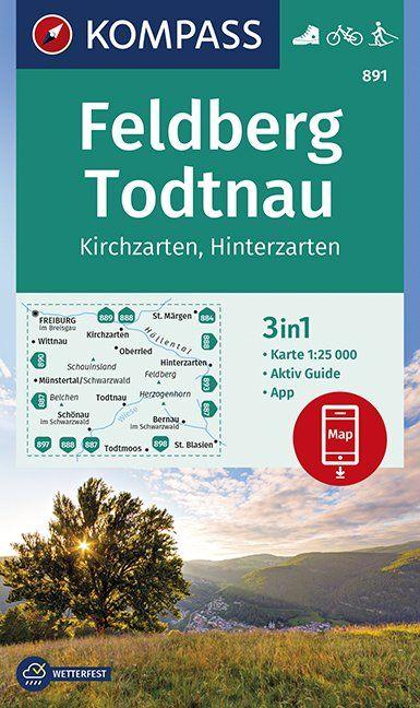 Carte de randonnée n° 891 - Feldberg, Todtnau, Kirchzarten, Hinterzarten + Aktiv Gu (Allemagne) | Kompass carte pliée Kompass 