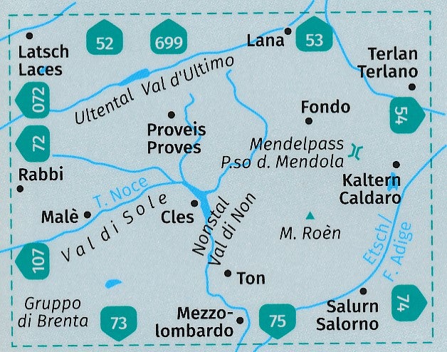 Carte de randonnée n° 95 - Nonstal, Val di Non, Mendelpass (Trentin-Haut-Adige, Italie) | Kompass carte pliée Kompass 