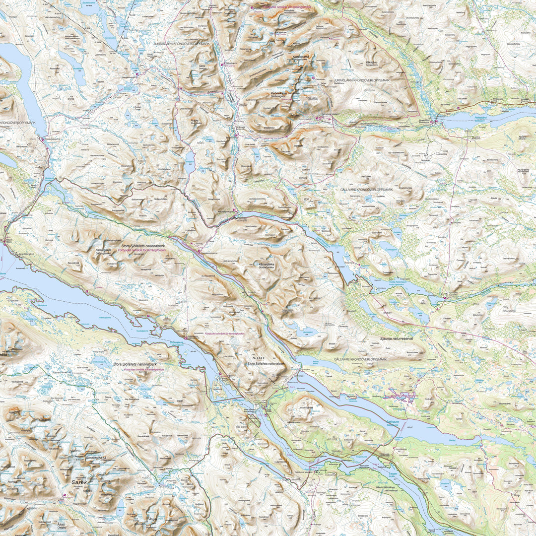 Carte de randonnée n° BD8 - Mont Kebnekaise & Saltoluokta (Laponie Suédoise) | Lantmäteriet carte pliée Lantmäteriet 
