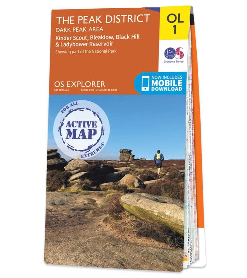 Carte de randonnée n° OL001 - Peak District - Dark Peak area (Grande Bretagne) | Ordnance Survey - Explorer carte pliée Ordnance Survey plastifiée 