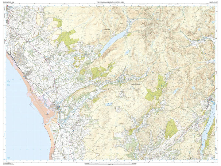 Carte de randonnée n° OL006 - English Lakes - South Western area (Grande Bretagne) | Ordnance Survey - Explorer carte pliée Ordnance Survey 