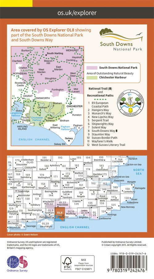 Carte de randonnée n° OL008 - Chichester, South Harting & Selsey (Grande Bretagne) | Ordnance Survey - Explorer carte pliée Ordnance Survey 