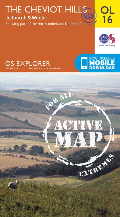 Carte de randonnée n° OL016 - Cheviot Hills (Grande Bretagne) | Ordnance Survey - Explorer carte pliée Ordnance Survey plastifiée 