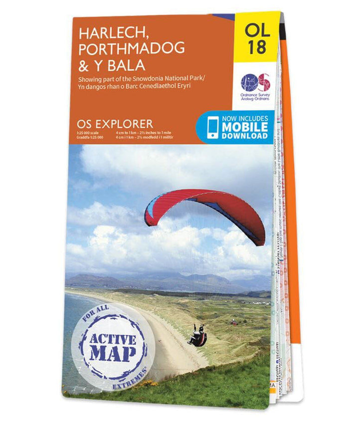Carte de randonnée n° OL018 - Harlech, Porthmadog, Bala, Y Bala (Pays de Galles) | Ordnance Survey - Explorer carte pliée Ordnance Survey plastifiée 