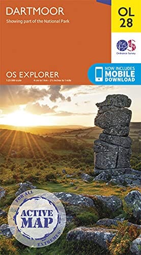 Carte de randonnée n° OL028 - Dartmoor (Grande Bretagne) | Ordnance Survey - Explorer carte pliée Ordnance Survey plastifiée 