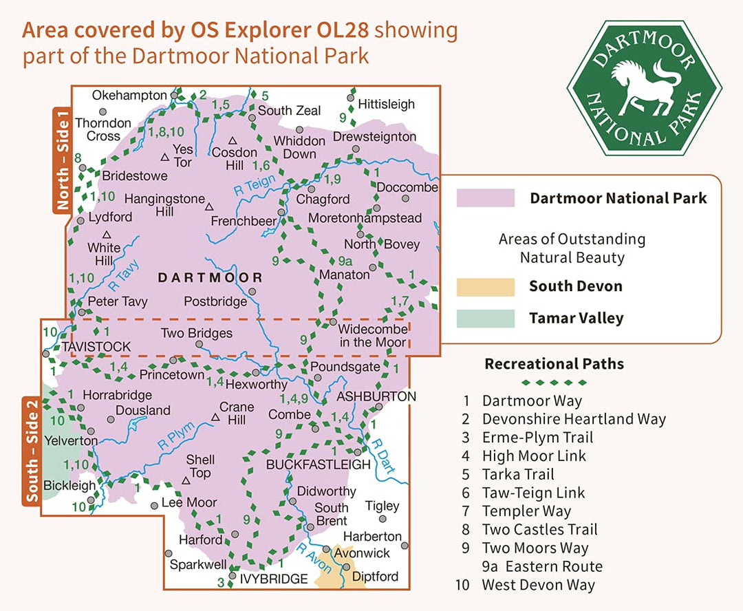 Carte de randonnée n° OL028 - Dartmoor (Grande Bretagne) | Ordnance Survey - Explorer carte pliée Ordnance Survey 