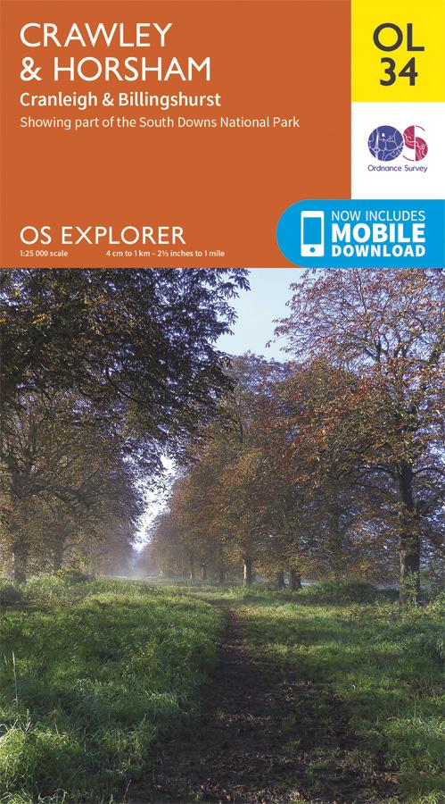 Carte de randonnée n° OL034 - Crawley, Horsham, Cranleigh, Billinghurst (Grande Bretagne) | Ordnance Survey - Explorer carte pliée Ordnance Survey 