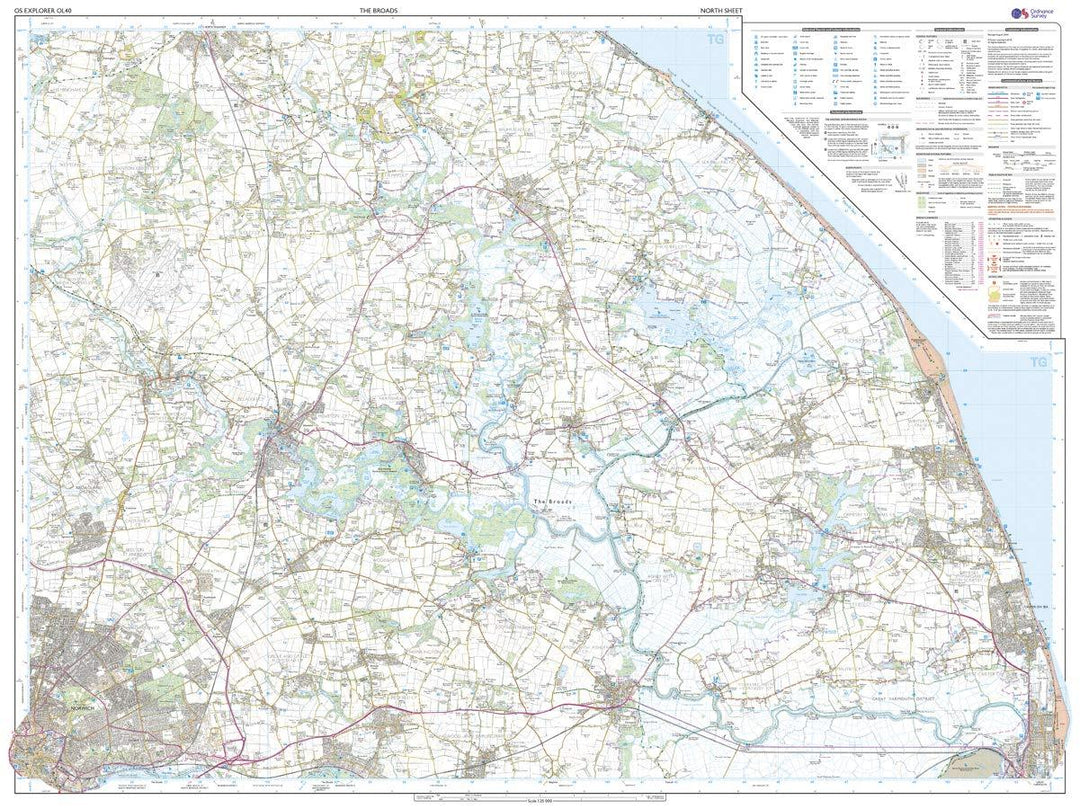 Carte de randonnée n° OL040 - Broads (the) (Grande Bretagne) | Ordnance Survey - Explorer carte pliée Ordnance Survey 