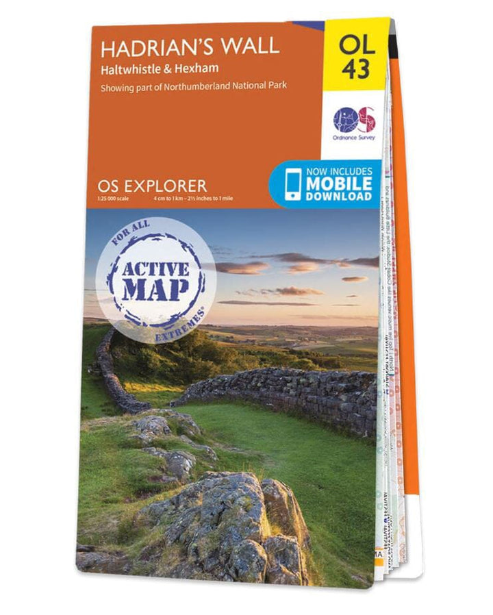 Carte de randonnée n° OL043 - Hadrian's Wall, Haltwhistle, Hexham (Grande Bretagne) | Ordnance Survey - Explorer carte pliée Ordnance Survey plastifiée 