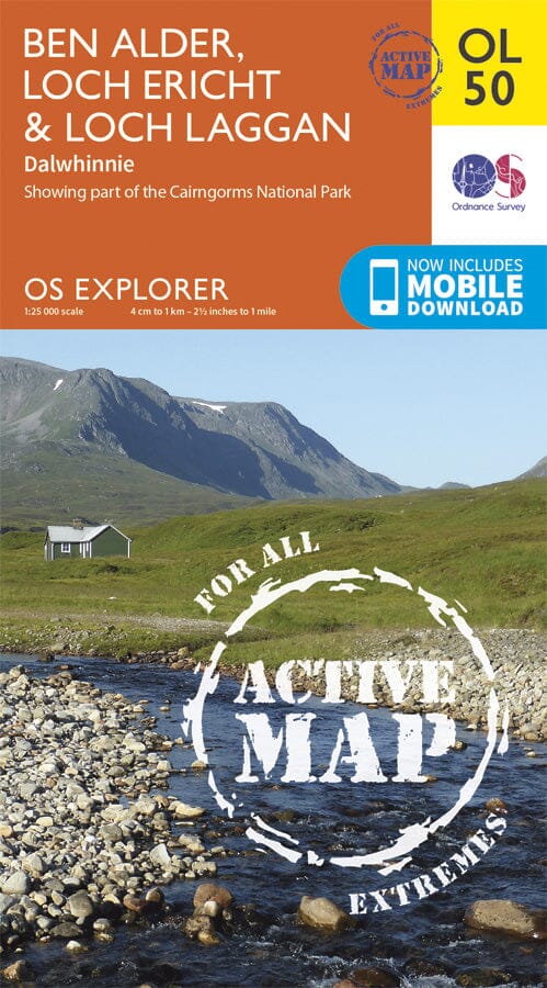 Carte de randonnée n° OL050 - Ben Alder, Loch Ericht, Laggan (Ecosse) | Ordnance Survey - Explorer carte pliée Ordnance Survey plastifiée 