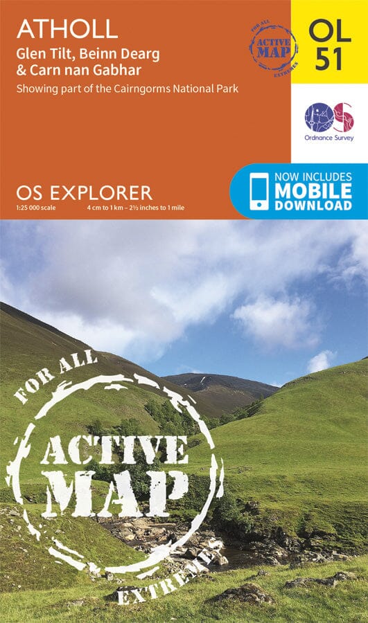 Carte de randonnée n° OL051 - Atholl, Glen Tilt, Beinn Dearg (Ecosse) | Ordnance Survey - Explorer carte pliée Ordnance Survey plastifiée 