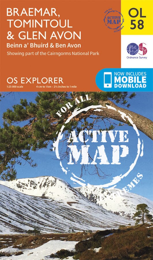 Carte de randonnée n° OL058 - Braemar, Tomintoul, Glen Avon (Ecosse) | Ordnance Survey - Explorer carte pliée Ordnance Survey plastifiée 