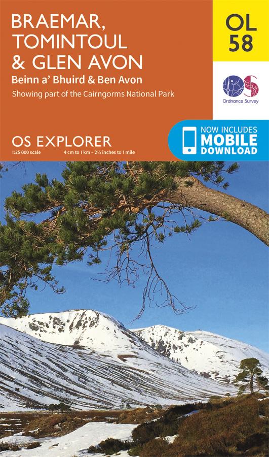 Carte de randonnée n° OL058 - Braemar, Tomintoul, Glen Avon (Grande Bretagne) | Ordnance Survey - Explorer carte pliée Ordnance Survey 