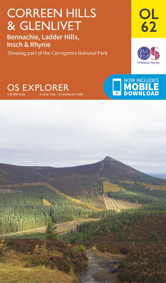 Carte de randonnée n° OL062 - Correen Hills, Glenlivet, Bennachie (Grande Bretagne) | Ordnance Survey - Explorer carte pliée Ordnance Survey 