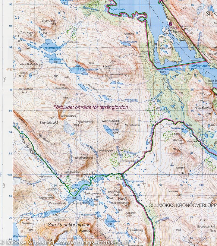 Carte de randonnée n° SE.F.BD08 - Mont Kebnekaise & Saltoluokta (Laponie Suédoise) | Lantmäteriet carte pliée Lantmäteriet 