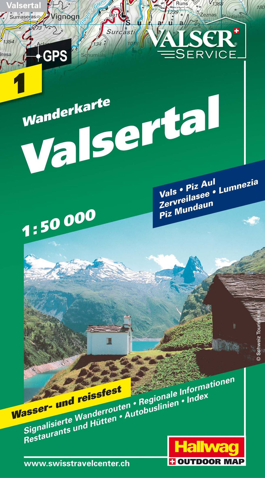 Carte de randonnée n° WK.01 - Vallée de Vals (Suisse) | Hallwag carte pliée Hallwag 