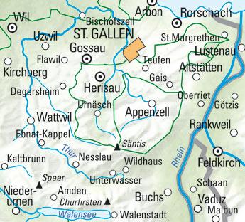Carte de randonnée n° WK.07 - St-Gallen, Appenzellerland (Suisse) | Kümmerly & Frey carte pliée Kümmerly & Frey 