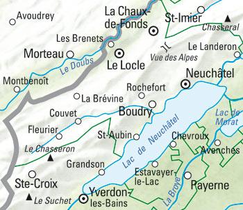 Carte de randonnée n° WK.08 - Neuchâtel, Val de Travers (Suisse) | Kümmerly & Frey carte pliée Kümmerly & Frey 