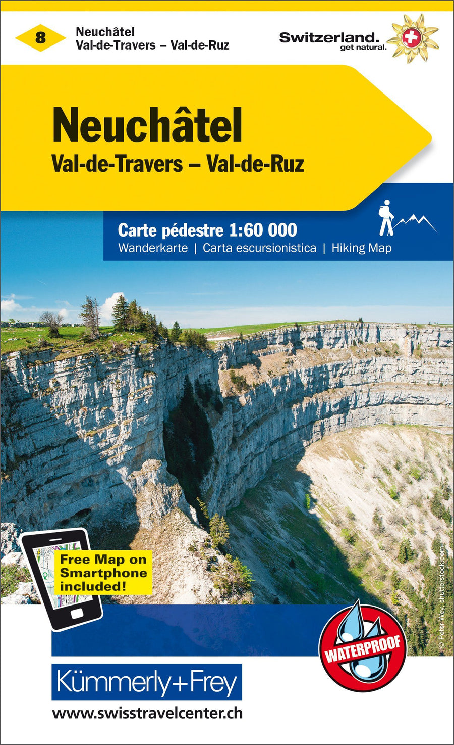 Carte de randonnée n° WK.08 - Neuchâtel, Val de Travers (Suisse) | Kümmerly & Frey carte pliée Kümmerly & Frey 