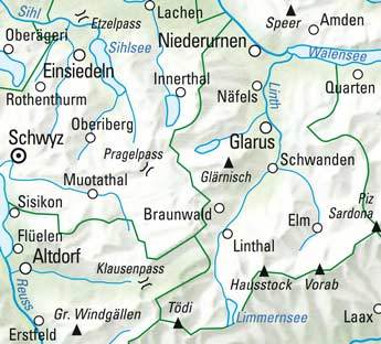 Carte de randonnée n° WK.12 - Glarnerland, Walensee, Pays de Glaris (Suisse) | Kümmerly & Frey carte pliée Kümmerly & Frey 