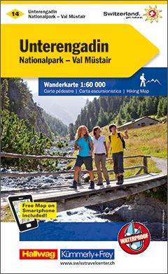 Carte de randonnée n° WK.14 - Unterengadin NP, Basse-Engadine (Suisse) | Kümmerly & Frey carte pliée Kümmerly & Frey 