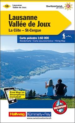 Carte de randonnée n° WK.15 - Lausanne, Vallée de Joux (Suisse) | Kümmerly & Frey carte pliée Kümmerly & Frey 