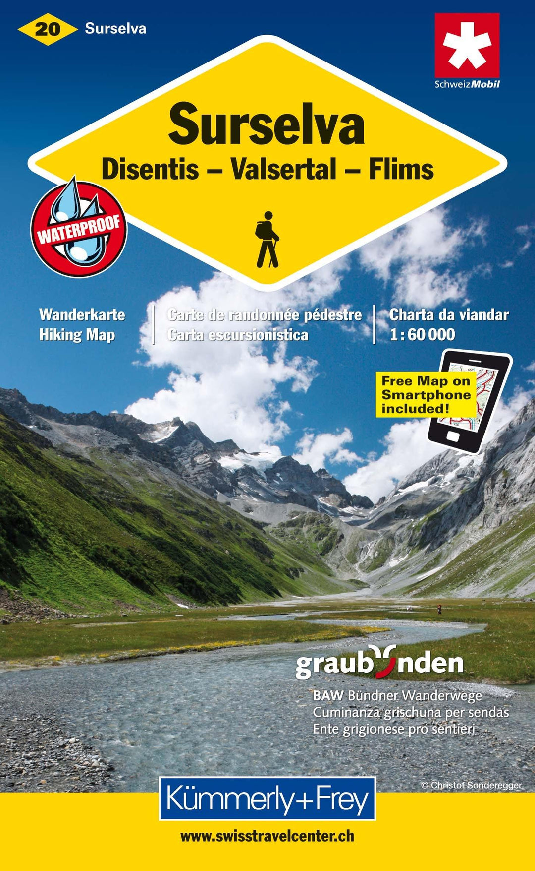 Carte de randonnée n° WK.20 - Surselva (Suisse) | Kümmerly & Frey carte pliée Kümmerly & Frey 