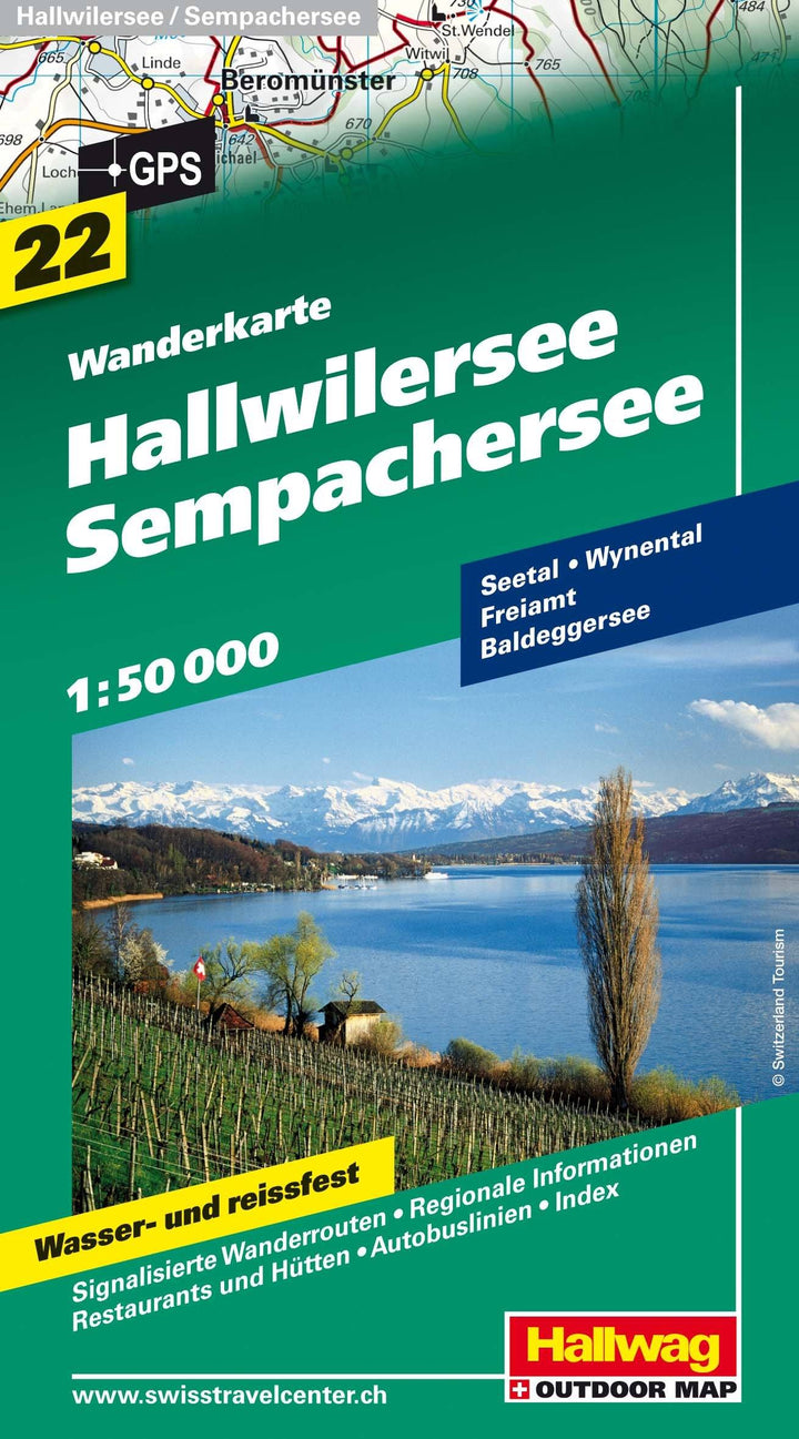 Carte de randonnée n° WK.22 - Lacs d'Hallwil & de Sempach (Suisse) | Hallwag carte pliée Hallwag 