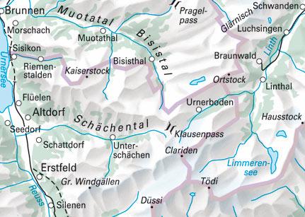 Carte de randonnée n° WK.23 - Col du Klausen (Suisse) | Hallwag carte pliée Hallwag 