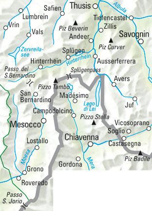 Carte de randonnée n° WK.27 - Splügen, San Bernardino (Suisse) | Kümmerly & Frey carte pliée Kümmerly & Frey 