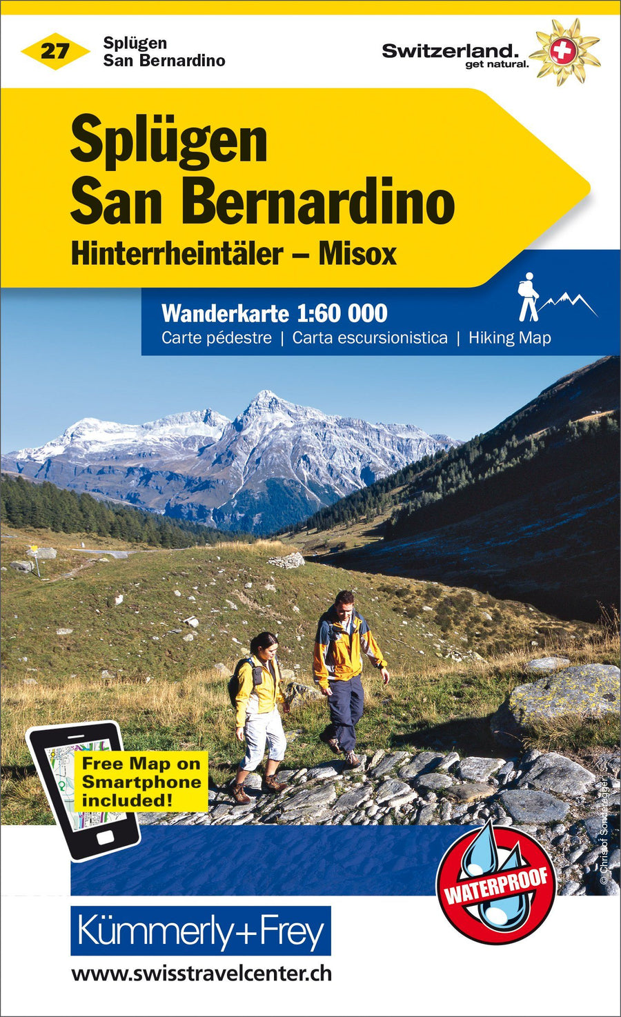 Carte de randonnée n° WK.27 - Splügen, San Bernardino (Suisse) | Kümmerly & Frey carte pliée Kümmerly & Frey 