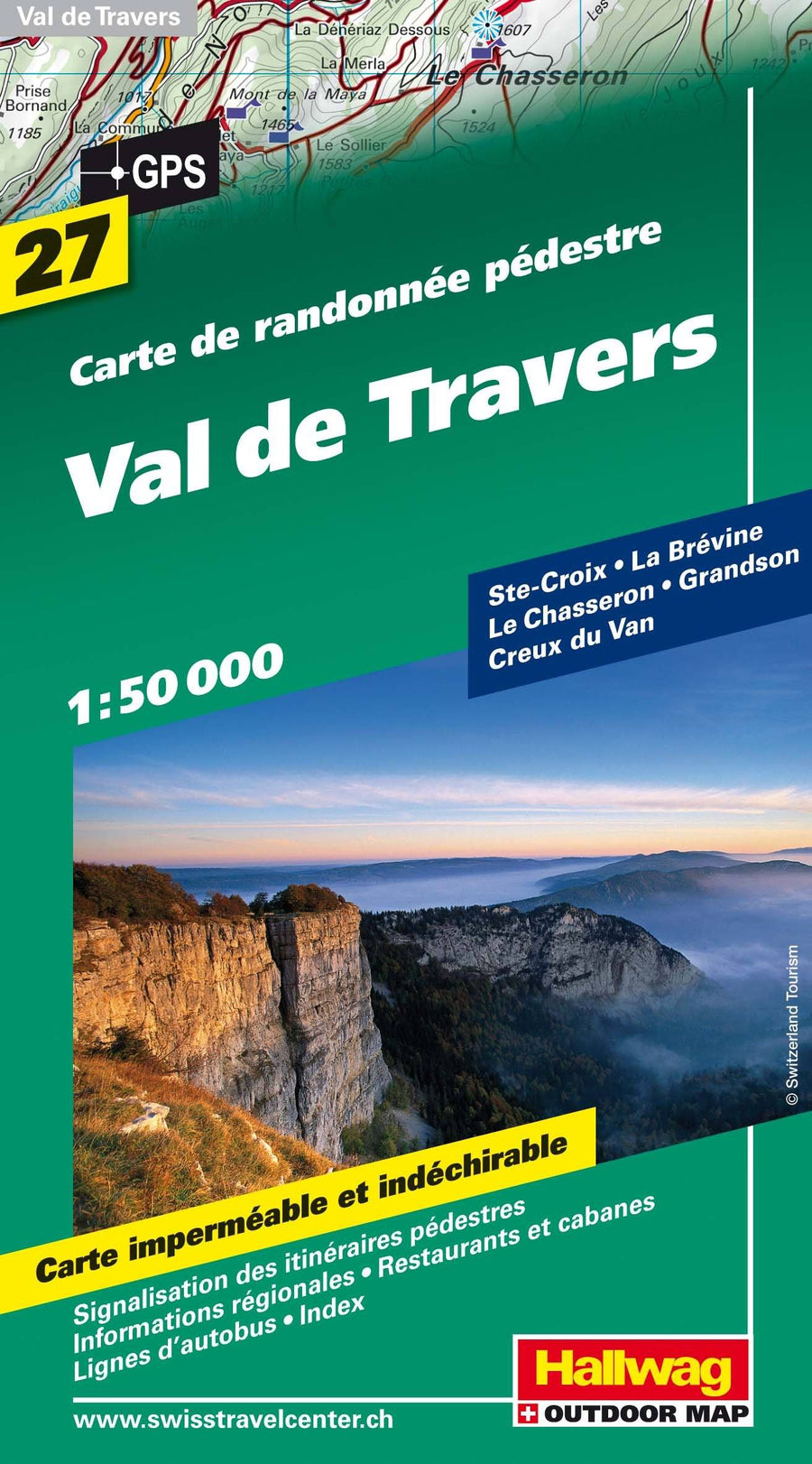 Carte de randonnée n° WK.27 - Val de Travers (Suisse) | Hallwag carte pliée Hallwag 