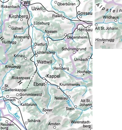 Carte de randonnée n° WK.38 - Toggenbourg (Suisse) | Hallwag carte pliée Hallwag 