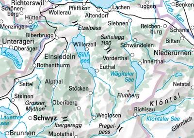 Carte de randonnée n° WK.39 - Einsiedeln, Lac de Sihl, Wägitalersee (Suisse) | Hallwag carte pliée Hallwag 