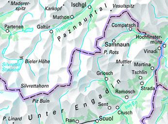 Carte de randonnée n° WK.43 - Samnaun, Silvretta (Suisse) | Hallwag carte pliée Hallwag 