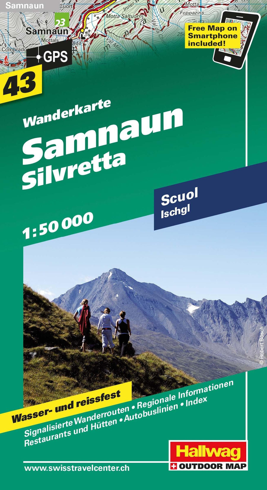 Carte de randonnée n° WK.43 - Samnaun, Silvretta (Suisse) | Hallwag carte pliée Hallwag 