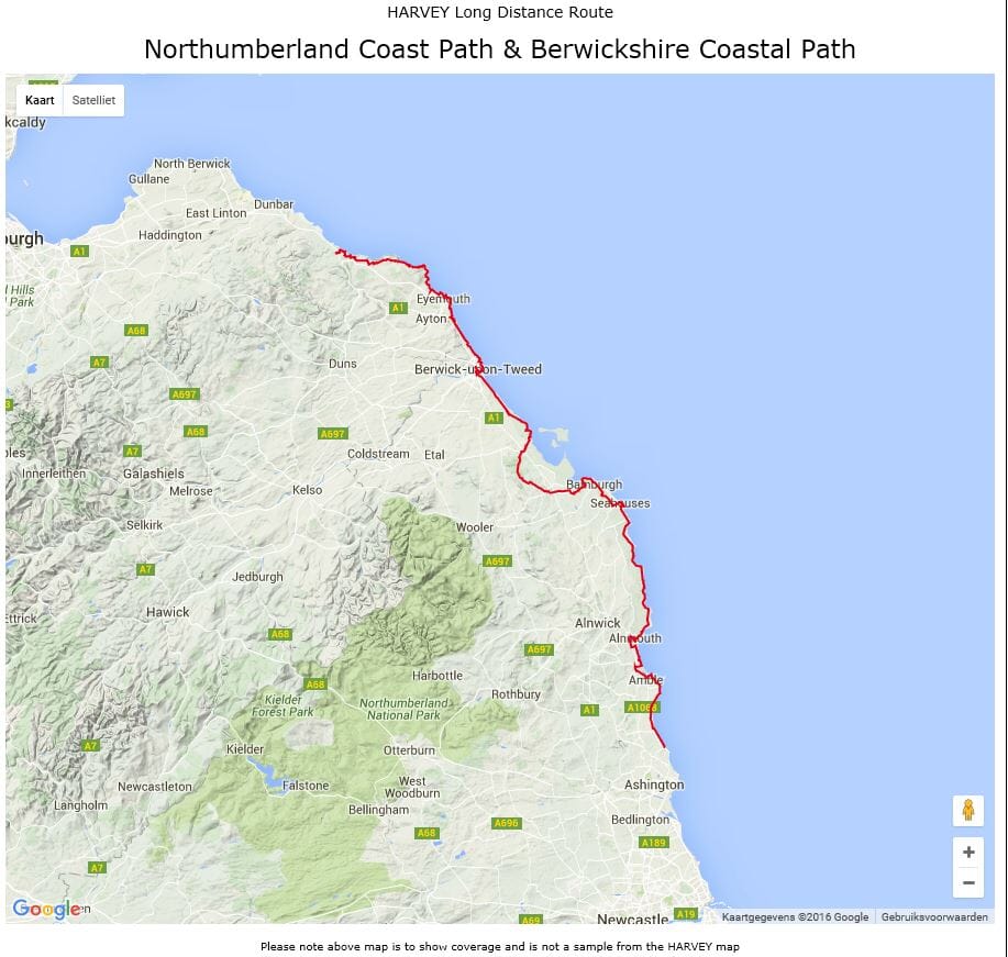 Carte de randonnée - Northumberland CP XT40 | Harvey Maps - National Trail maps carte pliée Harvey Maps 