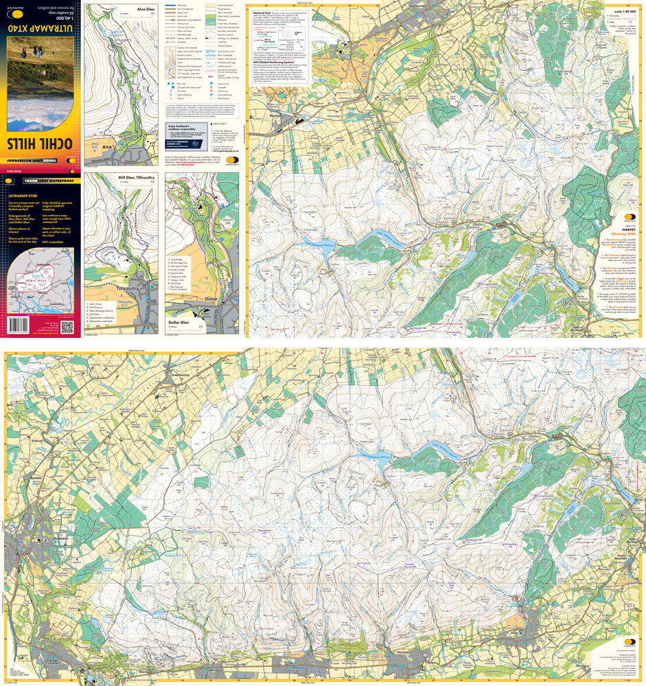 Carte de randonnée - Ochil Hills XT40 | Harvey Maps - Ultramap carte pliée Harvey Maps 