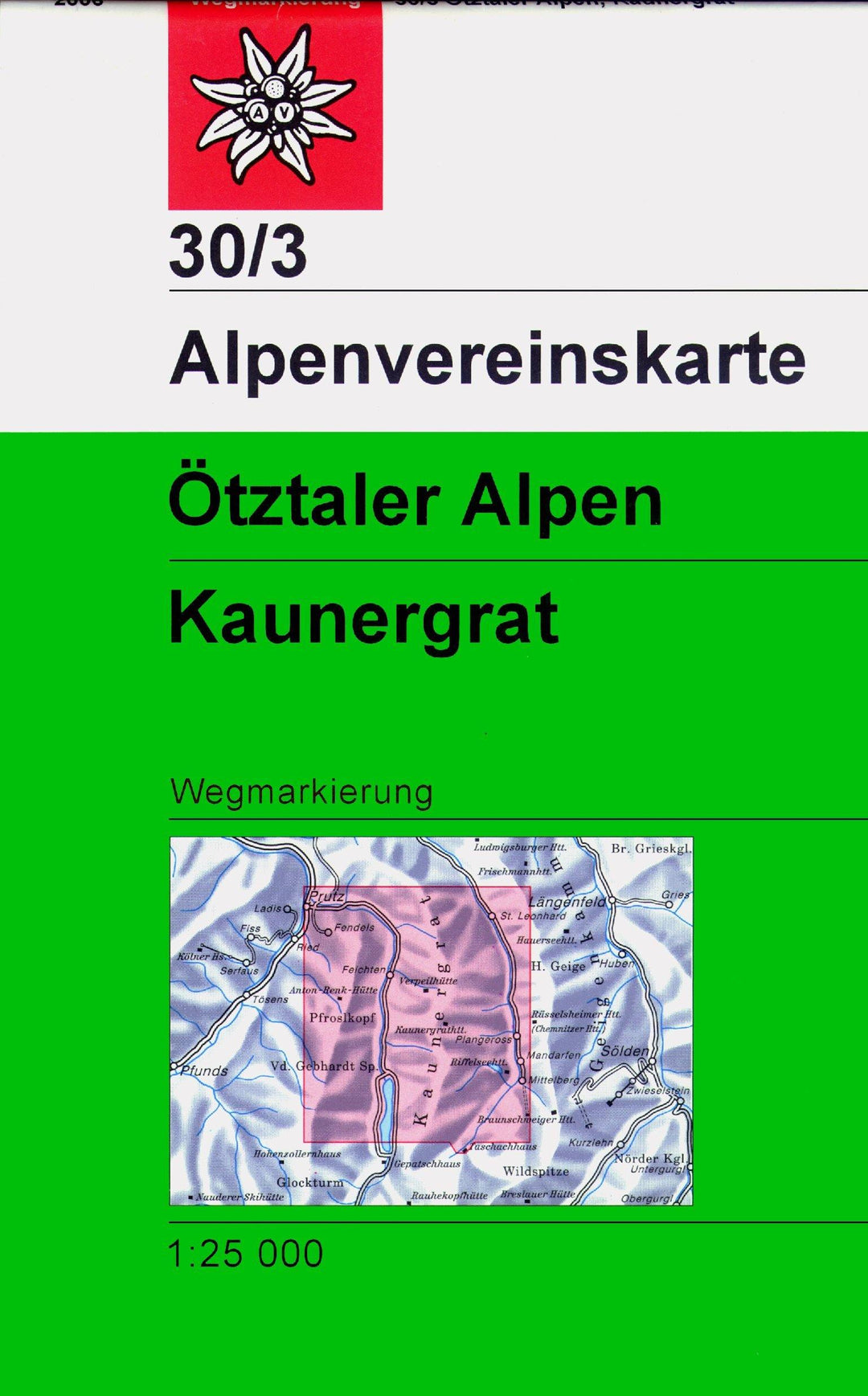 Carte de randonnée - Ötztaler Alpen Kaunergrat, n° 30/3 (Alpes autrichiennes) | Alpenverein carte pliée Alpenverein 