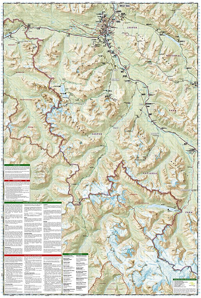 Carte de randonnée - Parc national Jasper (Sud) | National Geographic carte pliée National Geographic 