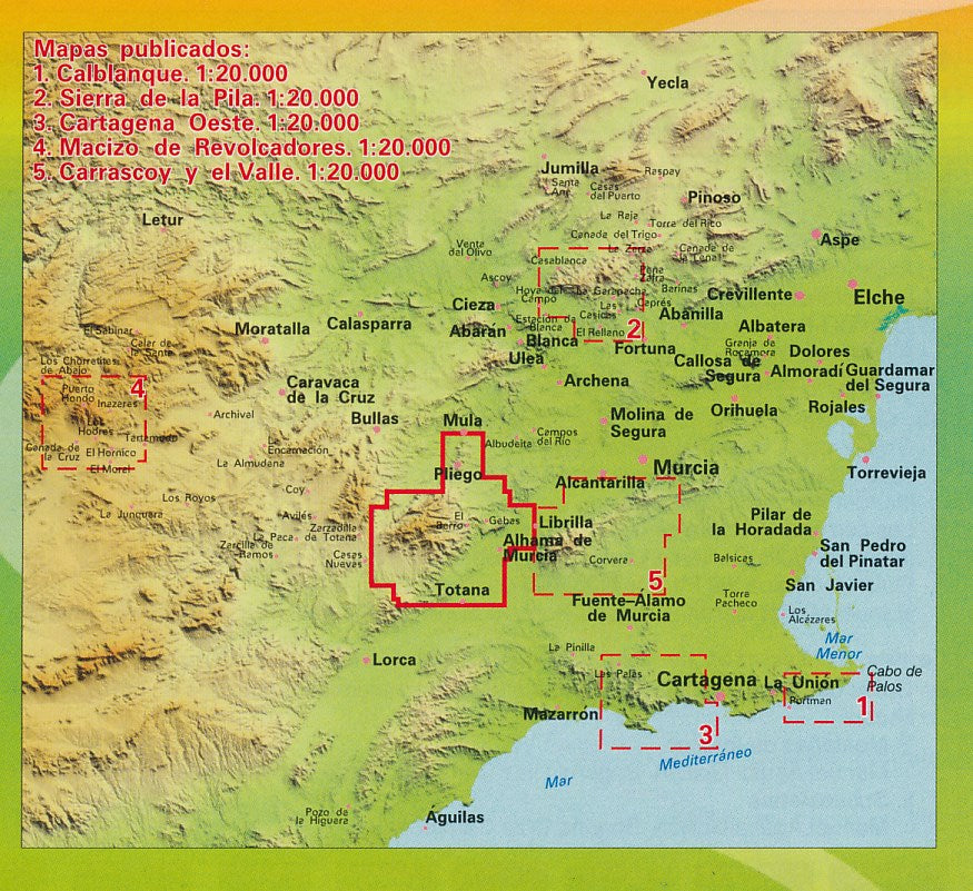 Carte de randonnée - Parque Regional Sierra Espuña, Barrancos de Gebas, La Muela (Murcie, Espagne) | Piolet carte pliée Editorial Piolet 