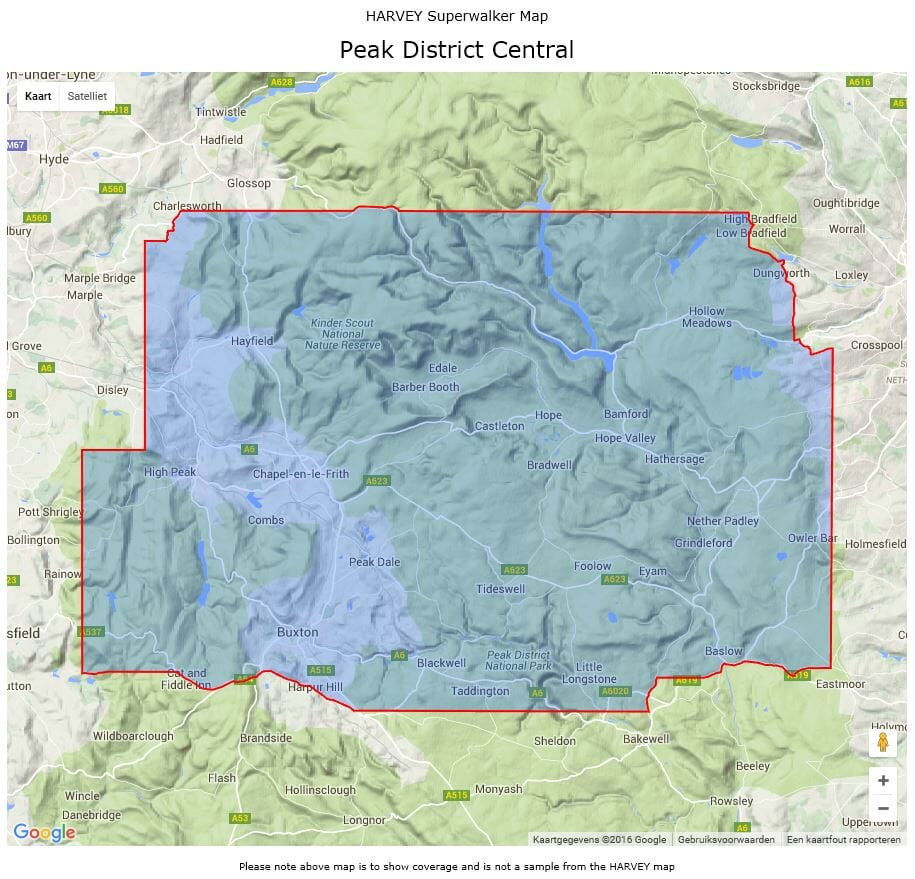 Carte de randonnée - Peak District Central XT25 | Harvey Maps - Superwalker maps carte pliée Harvey Maps 