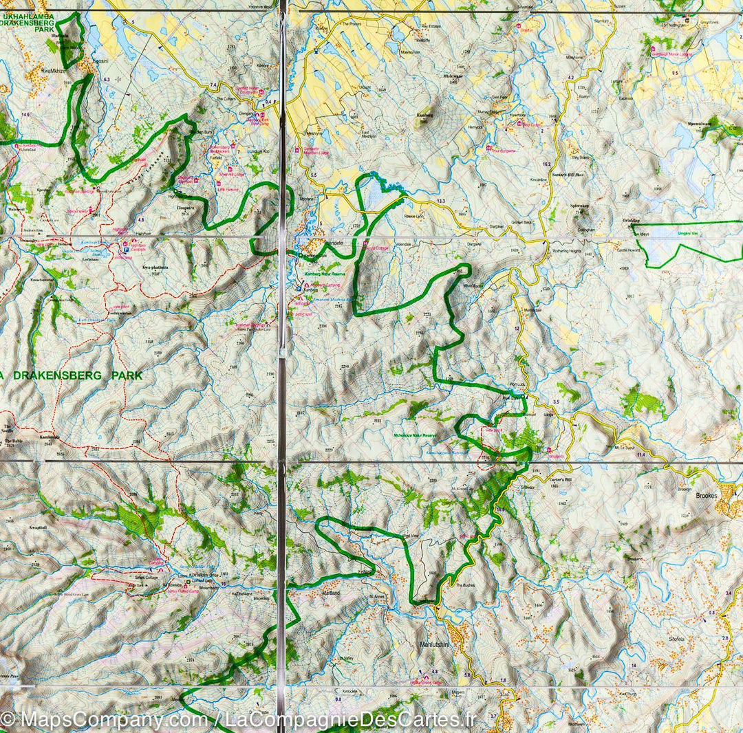 Carte de randonnée plastifiée - Drakensberg & parc Ukhahlamba (Afrique du Sud) | TerraQuest carte pliée Terra Quest 