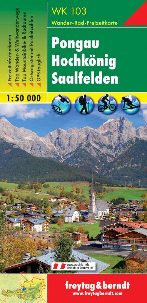 Carte de randonnée - Pongau - Hochkönig - Saalfelden (Alpes autrichiennes), n° WK103 | Freytag & Berndt carte pliée Freytag & Berndt 