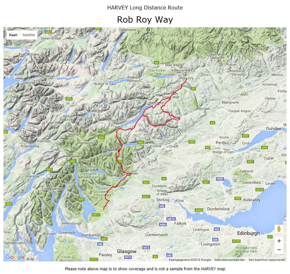 Carte de randonnée - Rob Roy Way XT40 | Harvey Maps - National Trail maps carte pliée Harvey Maps 