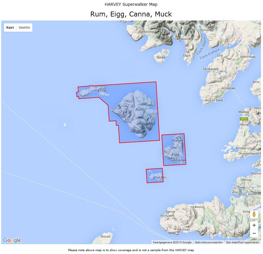 Carte de randonnée - Rum, Eigg, Canna, Muck XT25 | Harvey Maps - Superwalker maps carte pliée Harvey Maps 